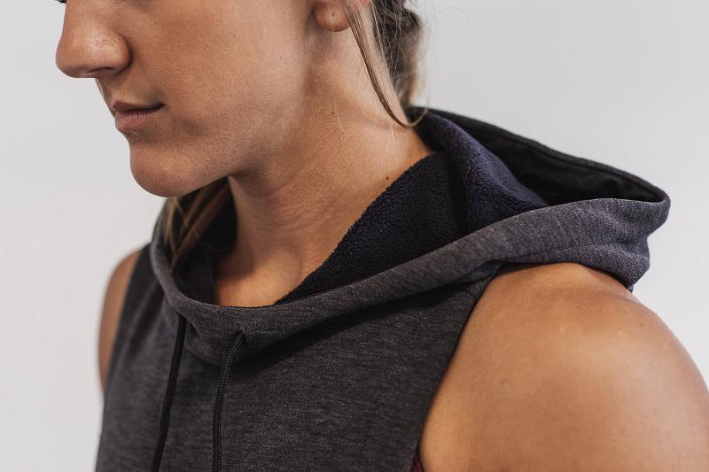 Nobull WoMicroplush Sleeveless Women's Hoodie White | USA M2182Q